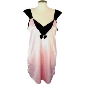 Womens Slip Dress Nightgown Nightie Dress Lingerie Small Pink Black Bow Coquette